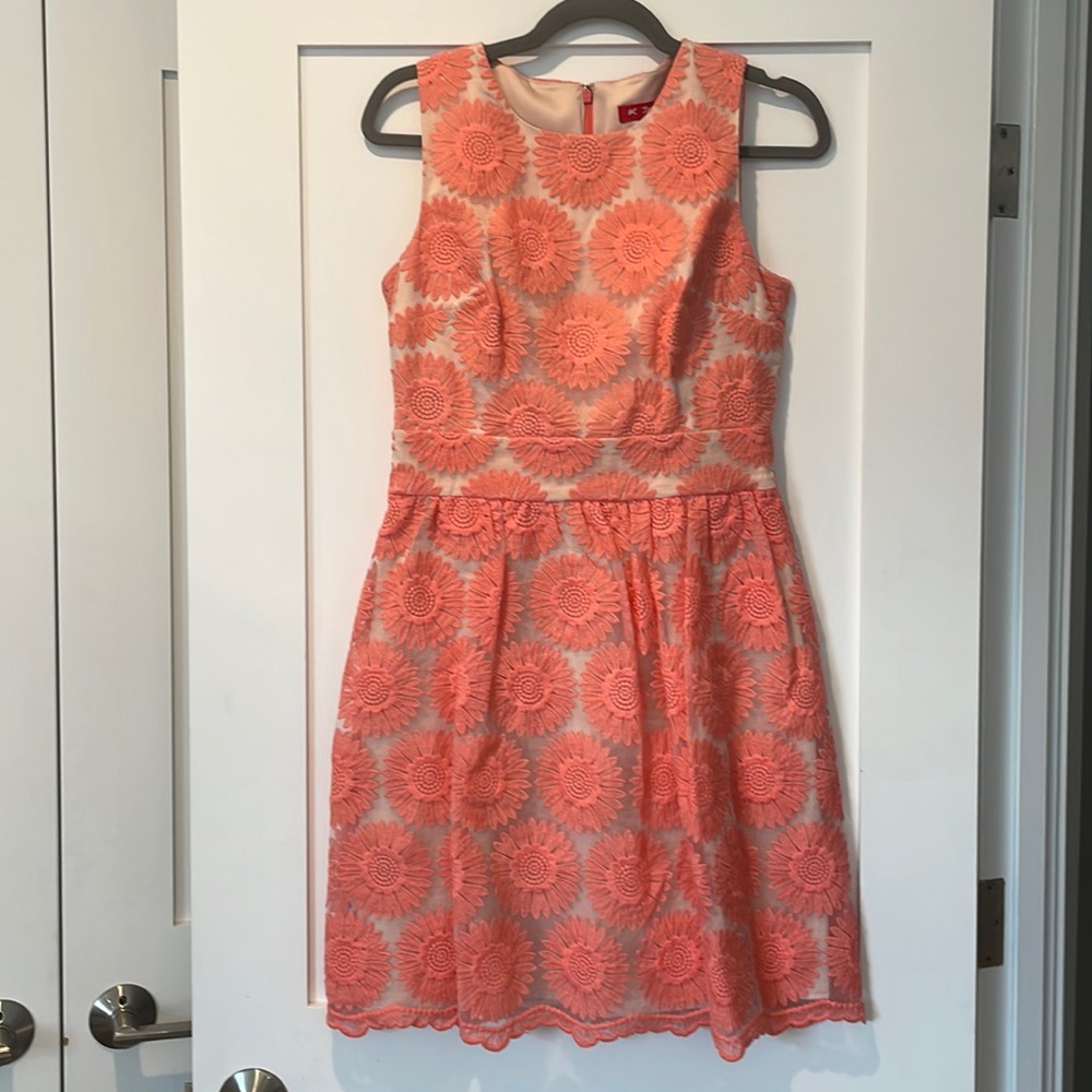 Derhy Coral Floral A-Line Dress, Size S